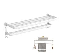 Support Mural pour Serviettes de Salle de Bain,Porte-Serviettes de Douche Pliable sans perçage | Organisation de Salle de Bain adhésive en Aluminium pour Gants de Toilette, Boules de et Autres AR