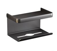 Support mural pour serviettes en papier avec étagère de rangement pour cuisine et salle de bain - Distributeur de rouleaux de papier en alliage d'aluminium - Économie d'espace - Noir et blanc (C)
