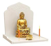 Support Mural pour Statue Bouddha, Autel Sanctuaire Table Méditation Sculptée À La Main Étagère Temple Élégante pour Offrandes, Hommages,prière Et Rituels À La Maison(White,29CM/11.4IN)