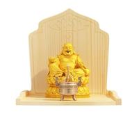 Support Mural pour Statue Bouddha, Autel Sanctuaire Table Méditation Sculptée À La Main Étagère Temple Élégante pour Offrandes, Hommages,prière Et Rituels À La Maison(Wood,42CM/16.5IN)