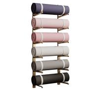Support mural pour tapis de yoga à 6 niveaux, support de tapis de yoga en métal, gain de place, organisateur de rangement d'accessoires de yoga, haltères kettlebells rouleau en mousse, blanc, blanc
