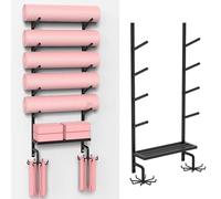 Support Mural pour Tapis de Yoga avec Crochets et étagères - la Solution de Rangement idéale pour Votre Salle de Sport à Domicile, pour Vos Tapis de Yoga, Accessoires et Fournitures de Yoga