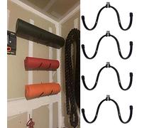 Support mural pour tapis de yoga en mousse et porte-serviettes - Support de rangement mural pour tapis de yoga et de barre de fitness ou votre salle de gym à la maison (lot de 4)