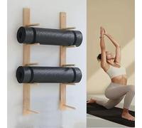 Support mural pour tapis de yoga - Étagère de rangement en bois à 2 à 9 couches pour rouleau en mousse - Étagère flottante pour l'organisation de la salle de sport - Accessoire essentiel pour salle