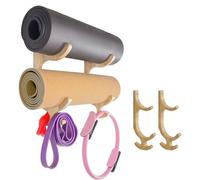 Support mural pour tapis de yoga - Organiseur en bois 1 paire, support robuste pour ranger au mur le tapis de yoga | Rack pour salle de sport, maison, salon, chambre, appartement