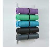 Support mural pour tapis de yoga, support de rangement en métal pour accessoires de yoga, organisateur peu encombrant pour équipement de gym à domicile