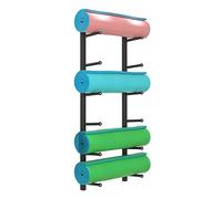 Support mural pour tapis de yoga, support de rouleau de mousse métallique réglable pour salle de sport, support de basket-ball, serviette suspendue/tapis d'exercice - Noir