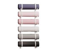 Support mural pour tapis de yoga - Support en métal robuste pour tapis de yoga, sangles et rouleaux en mousse, design peu encombrant avec barre d'inclinaison réglable pour l'organisation de la salle