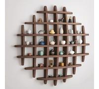 Support Mural pour Tasses Étagère en Bois Massif pour Tasses à Thé et Mugs à Café, Support Mural pour Théières Peu Encombrant, Support Rond pour Bibelots / Objets Décoratifs(100x100cm/39.4x39.4")