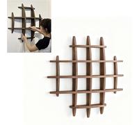 Support Mural pour Tasses Présentoir Mural pour Tasses à Café Marron, Étagère en Bois Pour Tasses à Thé et Soucoupes Vintage, Support Pour Théières et Tasses de Collection(100x100cm/39.4x39.4")