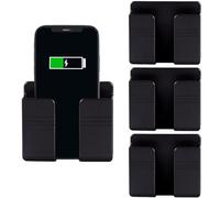 Support Mural pour Téléphone Portable avec Adhésif, 4 Pièces Support pour Chargeur de Téléphone Portable, Valise de Rangement à Distance, pour Lit de Douche Mur Support de Téléphone Portable, Noir