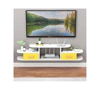 Support mural pour TV mobile avec tiroir, étagère TV flottante jaune pour console multimédia, support TV peu encombrant, centre de divertissement mural élégant