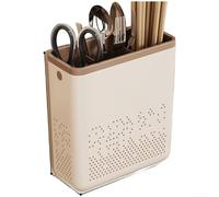 Support mural pour ustensiles de cuisine, baguettes, cuillères, lames avec couvercle amovible, support de rangement peu encombrant pour la cuisine à la maison, pas de perçage nécessaire, gris étoile