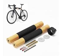 Support mural pour vélo en bambou - Support mural pour VTT et vélo de ville - Support mural pour vélo de course et vélo de route avec revêtement en caoutchouc - Robuste - Charge maximale : 15 kg