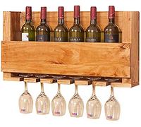 / Support mural pour vin / Porte-bouteilles de vin mural pour bouteilles de vin et verres Décor Rustique/Porte-vin suspendu/Étagère à vin Support mural en verre/Étagère murale en bois/Étagère à vin Ra