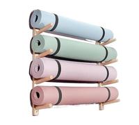 Support Mural Pour Yoga Solid Wood Yoga Mat Rack Massage Roller Wall Shelf Studio Storage Solution Mounted Wooden Organizer Stand(5 floors high 90cm)