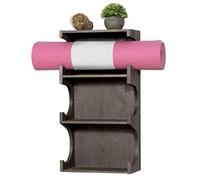 Support Mural Pour Yoga Yoga Mat Holder With Shelf, Wall Mounted 3 Tier Foam Roller Exercise Storage Rack, Gray Wood Organizer