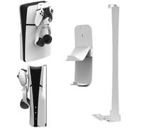 Support mural PS5 SLIM, support mural pour Playstation 5 SLIM (édition disque et numérique) Support mural PS5 SLIM avec support de manette et vis de suspension pour casque éponge (Noir)