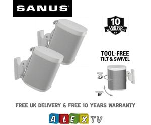 Support mural r glable pour haut-parleur Sanus WSWM22 SONOS ONE, PLAY:1 et PLAY:3, paire blanche