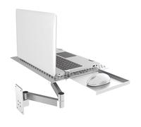 Support mural réglable Full Motion pour ordinateur portable avec rotation à 360°, plate-forme de refroidissement ventilée, plateau de souris, capacité de 8 kg pour bureau et station de travail