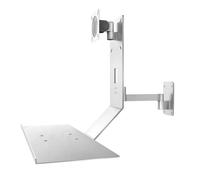 Support mural réglable pour écran d'ordinateur avec plateau de clavier, bureau debout de 61 cm de large, convient pour VESA 75 x 75 et 100 x 100 mm, parfait pour la configuration de bureau à domicile