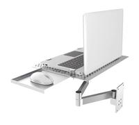 Support mural réglable pour ordinateur portable avec plateau de souris, plate-forme de refroidissement ventilée, plateau articulé à mouvement complet, capacité de poids de 8 kg pour station de travail