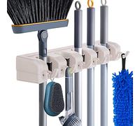 Support mural robuste pour balais et serpillères, rangement pour la maison, le jardin, le garage, 5 positions avec 6 crochets