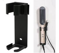 Support mural sans perçage, compatible avec Dyson Airwrap, aluminium, support pour lisseur (noir)