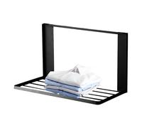 Support mural - Support flottant rustique pour cuisine et salle de bain, organiseur pliable | Cadre en métal noir, support de style ferme, affichage de chambre à coucher, support magnétique de