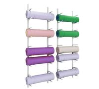 Support Mural Suspendu pour Tapis de Yoga,Étagère Murale Grande Capacité en Fer,Également pour Rouleaux en Mousse,Skateboards Skis Rangement Peu Encombrant pour Équipements de Fitness-white||4 levels