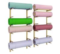 Support Mural Suspendu pour Tapis de Yoga,Étagère Murale Grande Capacité en Fer,Également pour Rouleaux en Mousse,Skateboards Skis Rangement Peu Encombrant pour Équipements de Fitness-gold||7 levels