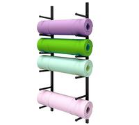 Support Mural Suspendu pour Tapis de Yoga,Étagère Murale Grande Capacité en Fer,Également pour Rouleaux en Mousse,Skateboards Skis Rangement Peu Encombrant pour Équipements de Fitness-black||5 levels