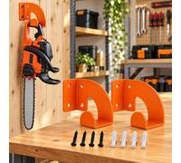 Support Mural Tronçonneuse pour STIHL-MSA 220 T, Orange x2 | Deux supports muraux métalliques avec crochet incurvé pour ranger proprement votre tronçonneuse au garage ou à l’atelier.