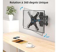 Support Mural TV 17-42 Pouces, Fixation Murale TV Orientable et Inclinable, Accroche TV avec Bras pour Petite Télévision/PC Écran Plat/Incurvé, VESA Max de 200x200 mm, Capacité de 20kg