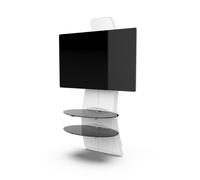 Meliconi - Support mural TV - Ghost Design 2500 - Triple rotation - 2 étagères en verre - Blanc mat