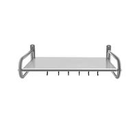 Support mural universel pour micro-ondes en acier inoxydable avec 6 crochets et rail de guidage sûr, capacité de charge de 30 kg, peu encombrant, antidérapant, étagère pour micro-ondes, grille-pain