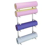 Support mural vertical à 9 niveaux pour tapis de yoga, serviette en métal et rouleau en mousse pour une utilisation polyvalente, parfait pour les studios de yoga et la salle de sport à domicile (blanc