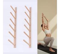 Support Mural Vertical en Bois pour Tapis de Yoga - Présentoir pour Tapis de Pilates à 2-9 Niveaux, idéal pour la Maison, la Salle de Sport et Le Studio de Yoga. Rangement Durable pour équip