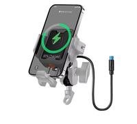 Support Navigateur GPS Support Navigation Réglable Antivol À Dégagement Rapide Moto Support Téléphone Absorbant Les Chocs Chargeur Type C Barre Support Navigation GSP(Charging- Gray A)