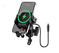 Support Navigateur GPS Support Navigation Réglable Antivol À Dégagement Rapide Moto Support Téléphone Absorbant Les Chocs Chargeur Type C Barre Support Navigation GSP(Charging- Black A)