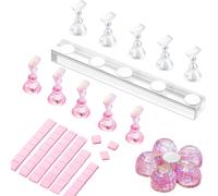 Support Ongles Capsules, Présentation Pour Ongles Capsules En Press On Nails, Support Magnétique En Acrylique Pour Entraînement Nail Art, Présentoir Transparent Et Rose Avec 48 Pièces