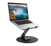 Support Ordinateur Portable avec Base Rotative à 360°, Laptop Stand Pliable en Aluminium Réglable en Hauteur pour le Travail, Rehausseur Ergonomique de PC Portable(10-17") Macbook/Lenovo/HP, Noir