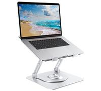 Support Ordinateur Portable avec Base Rotative à 360°, Laptop Stand Pliable en Aluminium Réglable en Hauteur pour le Travail, Rehausseur Ergonomique de PC Portable(10-17") Macbook/Lenovo/HP, Chrome