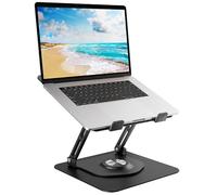 Support Ordinateur Portable avec Base Rotative à 360°, Laptop Stand Pliable en Aluminium Réglable en Hauteur pour le Travail, Rehausseur Ergonomique de PC Portable(10-17") Macbook/Lenovo/HP, Noir