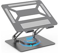 Support Ordinateur Portable Avec Base Rotative À 360 Support Ergonomique Réglable Pour Ordinateur Portable Pour Bureau, Compatible Avec Macbook Pro/Air, Ordinateurs Portables Jusqu'À 17""-Gris