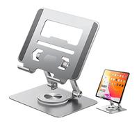 Support Ordinateur Portable avec Base Rotative à 360°, Support Pc Portable Réglable en Antidérapant Aluminium Ventilé, Double Arbre Réglable, Ergonomique pour Le Bureau Acer de 11 à 17''-Noir(Argent)