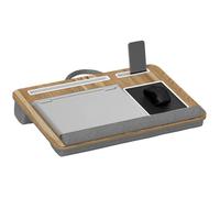 HOMCOM Support Ordinateur Portable lit Plateau pour Ordinateur Portable Table de lit avec traversin, Fente pour Tablette ou téléphone, Tapis de Souris, Repose-Poignet et poignée, 55,5 x 37 x 9 cm
