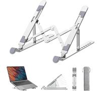 Support Ordinateur Portable Support PC Portable Laptop Stand à 7 Niveaux Réglables Aluminium Silicone Antidérapant pour MacBook Air, Dell, HP, Lenovo Notebook, 10-15.6