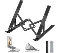 Support Ordinateur Portable, Support PC Portable Ventilé en Aluminium Réglable, Refroidisseur Ergonomique Compatible avec MacBook Air, HP, Dell, 10-17.3`` (Noir)