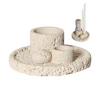 Support Palo Santo, bougeoir Multifonctionnel 4 en 1 en Ciment, brûleur de Sauge Facile à Nettoyer pour Bougie, bâton d'encens parfumé au Bois Palo Santo